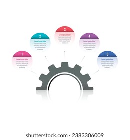 annual report, internet, education, business, magazine information template. five options infographic template. half industry wheel infographic template
