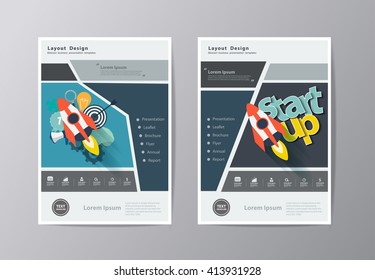 Annual report Leaflet Brochure Flyer template A4 size design, With flat startup business ideas concept, book cover layout design, Abstract presentation templates