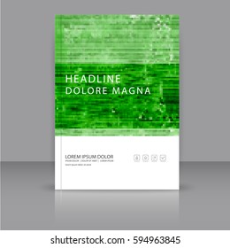 Annual report,  leaflet, brochure, presentation, book cover template A4 size vector design for ecology sphere with abstract square mosaic vector background