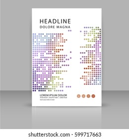 Annual report, leaflet, brochure, presentation, book cover page template A4 size vector design with colorful dots background