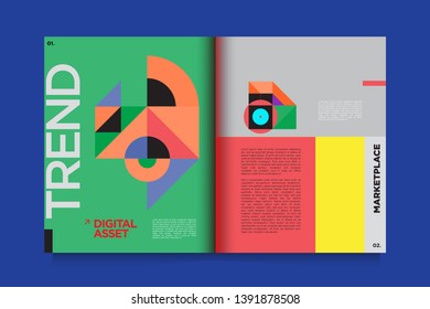 Annual report, marketing and digital magazine colorful layout design template.