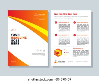 Annual report, orange color vector broshure, flyer, magazine, abstract city background. Corporate Presentation, Poster, Website, Portfolio, Banner, Color Book