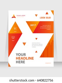 Annual report, orange and red color vector broshure, flyer, magazine, abstract background, template A4. Corporate Presentation, Poster, Website, Portfolio, Banner, Color Book