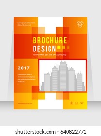 Annual report, orange and red color vector broshure, flyer, magazine, abstract background, template A4. Corporate Presentation, Poster, Website, Portfolio, Banner, Color Book
