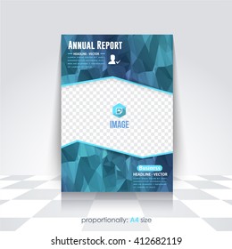 Annual Report, Polygonal Elements a4 Flyer Design. Corporate Leaflet Background Template