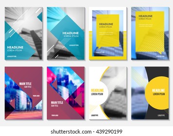 Annual report set for business brochure. Annual report design template, flyer vector, leaflet cover layout. Abstract presentation abstract background.