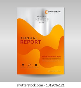 Annual report template with abstract wavy style