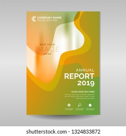 Annual report template with abstract wavy style