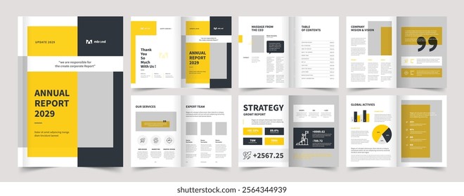 Annual Report Template Brochure Layout, Company Profile, Business Plan, Print