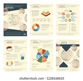 Annual report template. Report business company presentation banner flyers pages booklet vector design