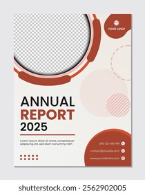 Annual report template for business presentation simple design red background, business brochure cover annual report