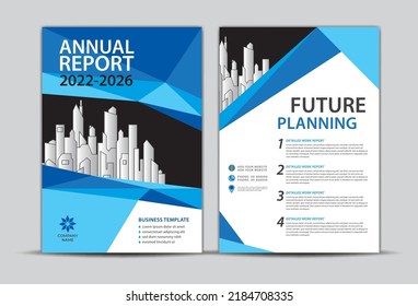 Vorlage des Jahresberichts, Entwurf des Jahresberichts, Broschüre-Flyer-Vorlage, Hintergrund der Unternehmensabdeckung, Broschüren-Layout, modernes kreatives Design, Werbung, Zeitschriftenwerbung, blauer Hintergrund