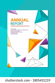 diseño de plantilla de informe anual con el tema de formas abstractas 3d