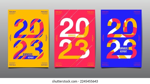 Annual Report, template layout design 2023, typography,  flat design background, vector