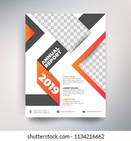 Annual report template, Modern design with black and orange tone