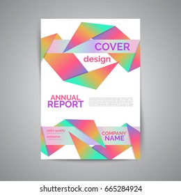 Annual report template. Modern flyer with geometric shapes in low poly style. Abstract business brochure.