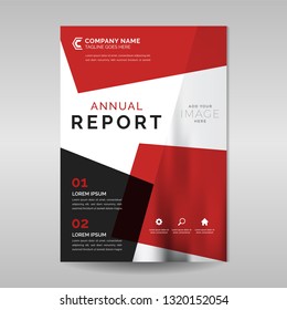 Annual report template with red geometric shapes