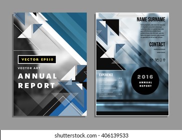 Annual Report Templates Set with Abstract Backgrounds. A4 Design Size for Presentations, Book Cover Layouts, Posters, Flyers, Brochures