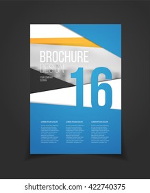Annual report vector illustration. Brochure with text. A4 size corporate business brochure. Business presentation with photo and geometric graphic elements. Magazine template cover. Flyer or poster