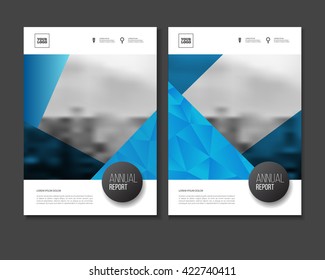 Annual report vector illustration. Brochure with text. A4 size corporate business brochure. Business presentation with photo and geometric graphic elements. Magazine template cover. Flyer or poster