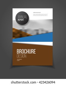 Annual report vector illustration. Brochure with text. A4 size corporate business brochure cover. Business presentation with photo and geometric graphic elements. Magazine template for cover. 