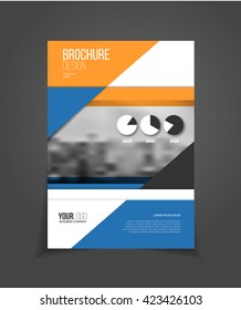 Annual report vector illustration. Brochure with text. A4 size corporate business brochure cover. Business presentation with photo and geometric graphic elements. Magazine template for cover. 