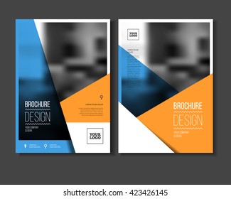 Annual report vector illustration. Brochure with text. A4 size corporate business brochure cover. Business presentation with photo and geometric graphic elements. Magazine template for cover. 