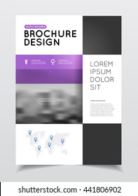 Annual report vector illustration. Brochure with text. A4 size corporate business brochure cover. Business presentation with photo and geometric graphic elements. Catalogue template for company.