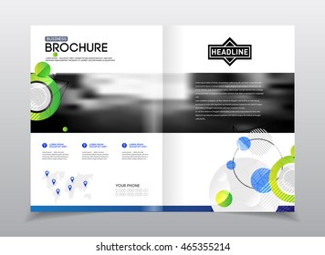 Annual report vector illustration. Flyer or poster for party. A4 size corporate business brochure cover. Business presentation with photo and geometric graphic elements. Catalogue template for company