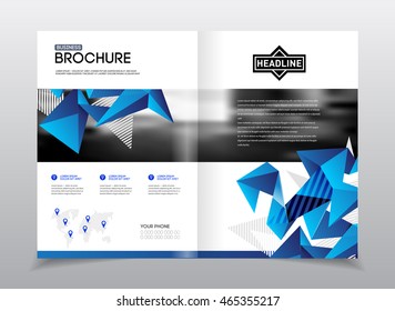 Annual report vector illustration. Flyer or poster for party. A4 size corporate business brochure cover. Business presentation with photo and geometric graphic elements. Catalogue template for company