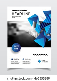 Annual report vector illustration. Flyer or poster for party. A4 size corporate business brochure cover. Business presentation with photo and geometric graphic elements. Catalogue template for company