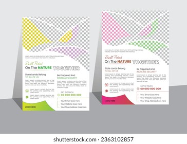 Annual report with white backgroundClean and unique design template with agency's logo Creative flyer of 2024 Editable modern vector concept with 2 color setA4 print setups.