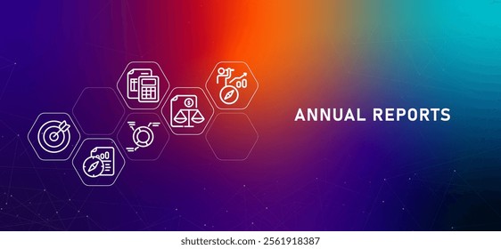 Annual Reports gradient header company corporate financial reporting design icon outline revenue balance budget financial management document