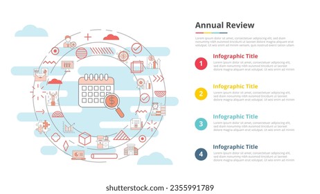 annual review concept for infographic template banner with four point list information