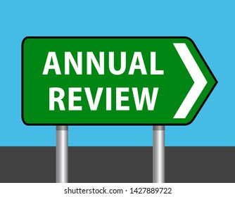 Annual Review Road Sign, Arrow, Vector Illustration