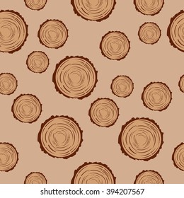Annual rings of trees. Vector hand drawn abstract background. Painted wood texture. Seamless texture.