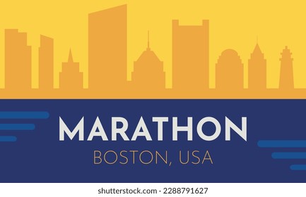 Annual running marathon in Boston. Vector illustration.