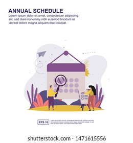 Annual schedule concept vector illustration flat design for presentation, social media promotion, banner, and more