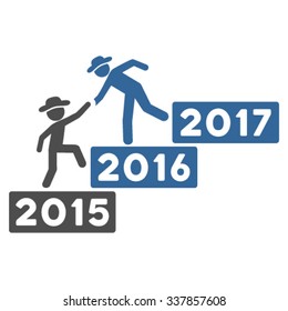 Annual Spy Help vector icon. Style is bicolor flat symbol, cobalt and gray colors, rounded angles, white background.