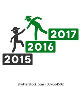 Annual Spy Help vector icon. Style is bicolor flat symbol, green and gray colors, rounded angles, white background.