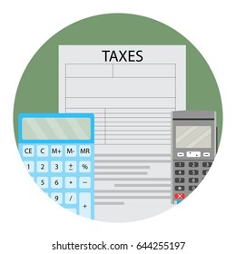 Annual tax calculation. Calculate vector tax icon, illustration of tax service app icon