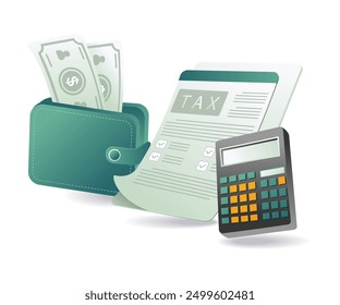 Annual tax calculation letter flat illustration concept