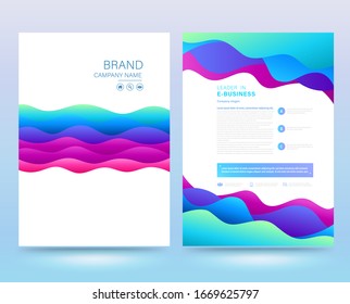Annual template cover front back colourful modern style. Vector illustration for business report and use for poster background.