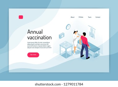 Annual vaccination isometric concept vector illustration