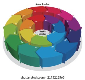 Annual and weekly schedule infographic vector illustration