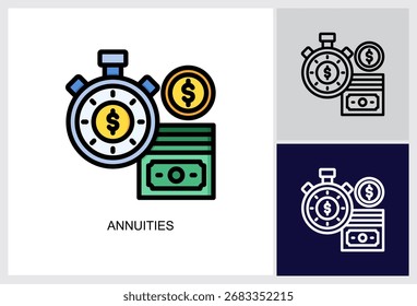 Icono de anualidades Multi Style Ilustración vectorial