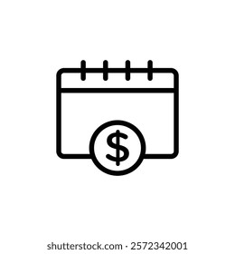 Annuity due icon Black and white outline vector