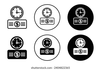 Annuity icon. fixed interest wage or monthly  salary payout date calendar period. business payment reminder clock cycle on annual base vector. income money pay on annuity maturity date symbol. 