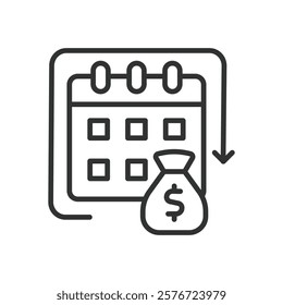 Annuity, icon in line design. Annuity, retirement, finance, investment, income, savings, pension on white background vector. Annuity editable stroke icon