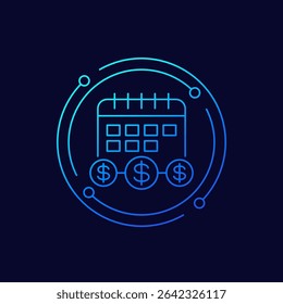 annuity payments icon with a calendar, linear design